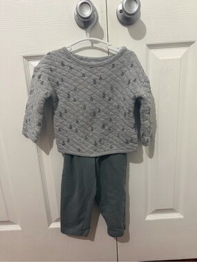 Carter's Gray Quilted Sweatshirt with Green Pants